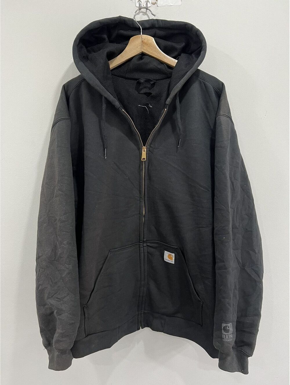 Vintage Carhartt Thermal Zip Up Hoodie Sweater faded XXL